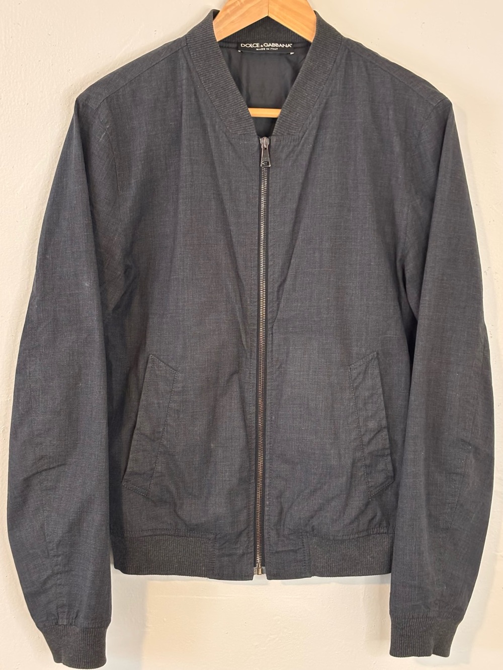 Dolce & Gabbana Men’s Small Charcoal Grey Bomber Jacket ITA Size 44 Lightweight